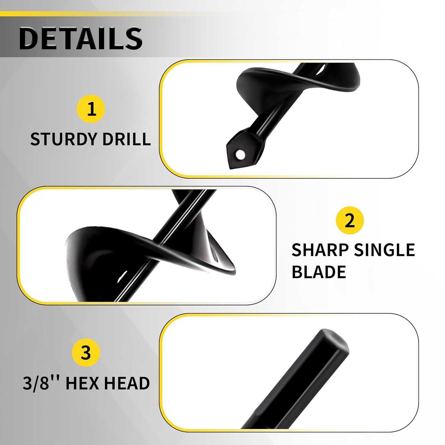 Cordless Drill Auger 1.6×16.5 Inch Plant Bulb Planter Tool 3/8 Hex