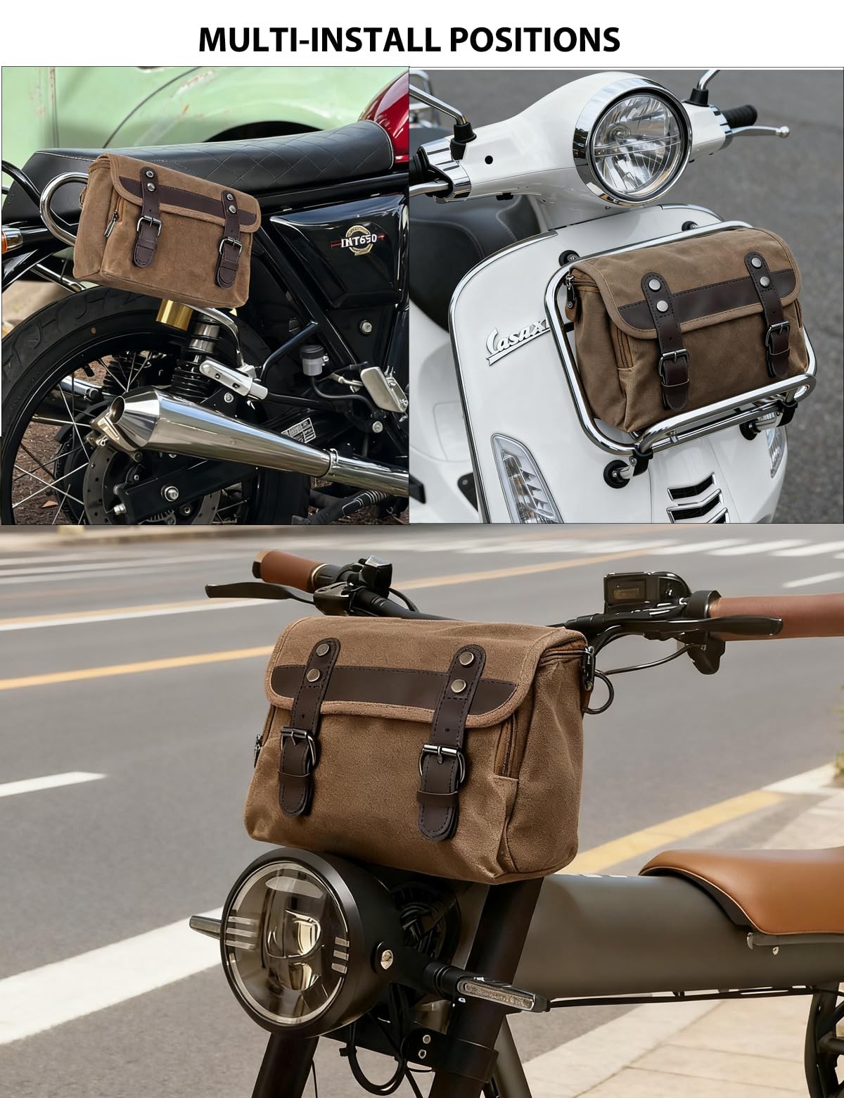 Motorcycle Bags Vintage Motorcycle Tool Bag Waterproof Messenger Bag Bike Tan…
