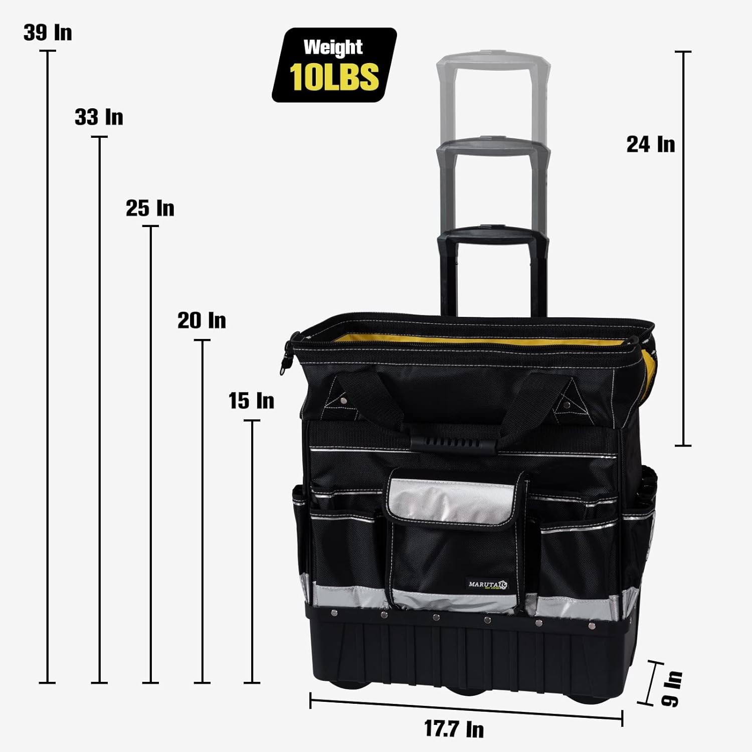 18» Rolling Tool Bag, Waterproof Tool Bag with Wheels, Portable Storage Organiz