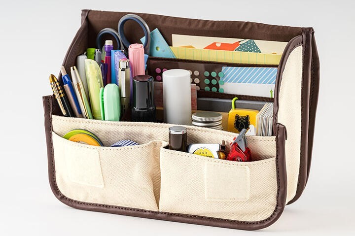 Hobonichi techo stappo Canvas White Ivory Brown Stand Storage Box Stationery NEW