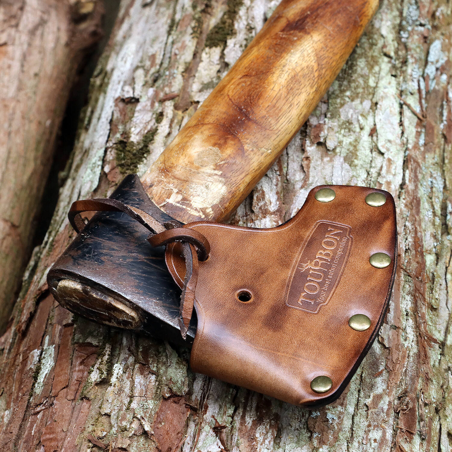 TOURBON Axe Holder Hatchet Lanyard Blade Sheath Head Cover-Cowhide Leather Craft