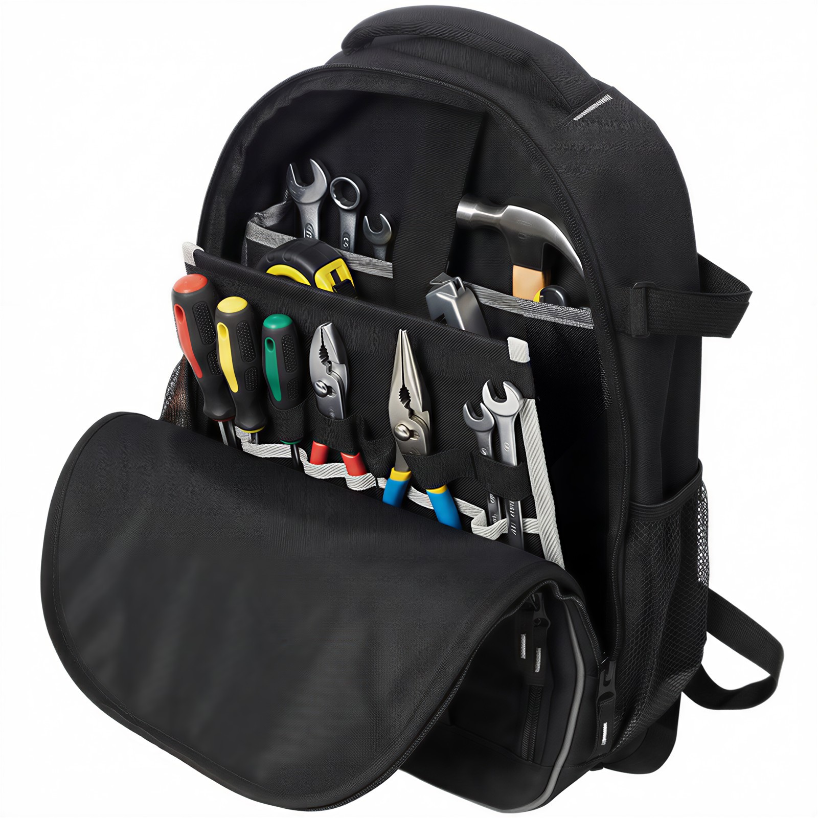 Oxford Cloth Multifunctional Tool Backpack, Heavy-Duty Tool Bag Multiple Pockets