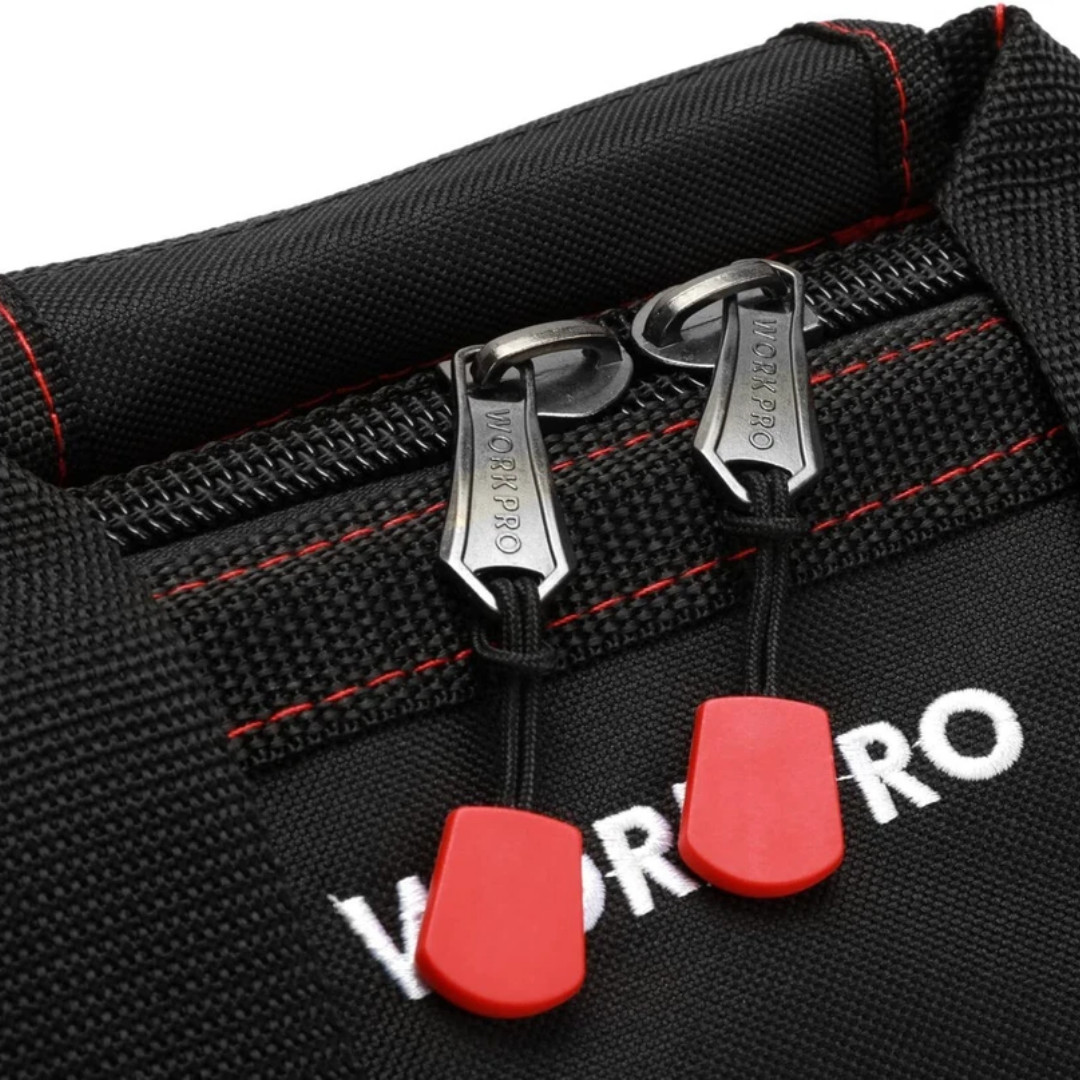 WORKPRO 16″/14″/12″ Wide Mouth Tool Bag Black Tool Storage Tote with Rubber Base