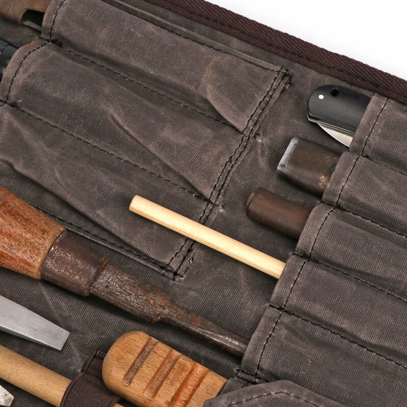 TOURBON Canvas Workshop Apprentice Roll up Carving Tool Organizer Storage Pouch