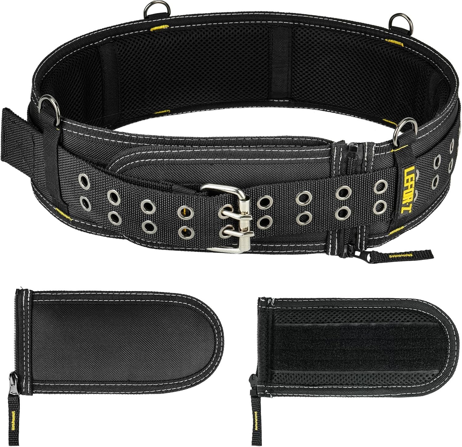 Padded Tool Belt,4-Inch Heavy Duty Tool Belts for Men with 4 Suspenders Ring,