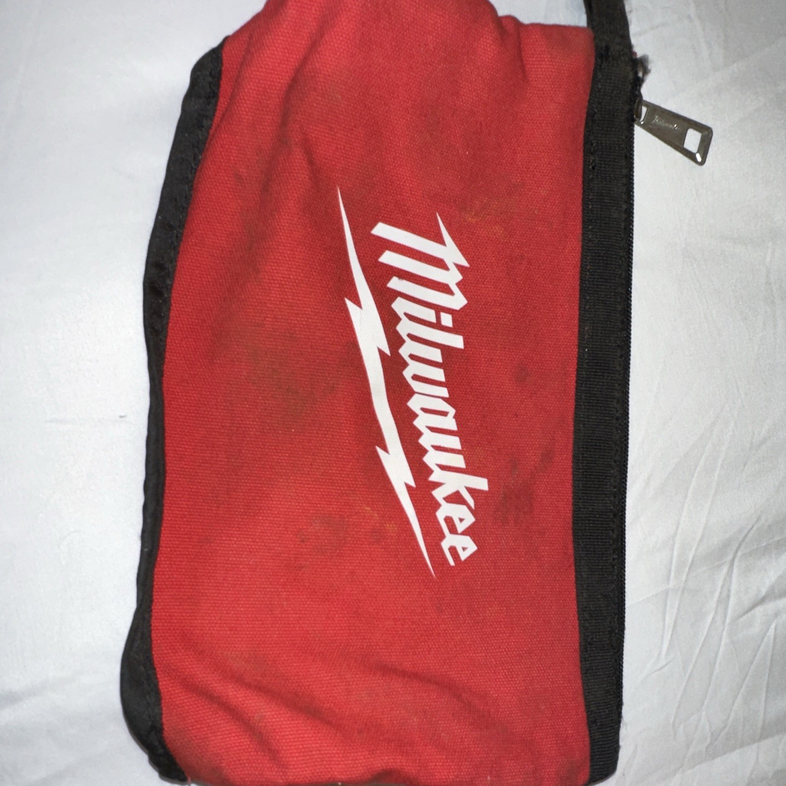 Milwaukee Red/Black Fabric Tool Pouch Bag with Zipper Closure
