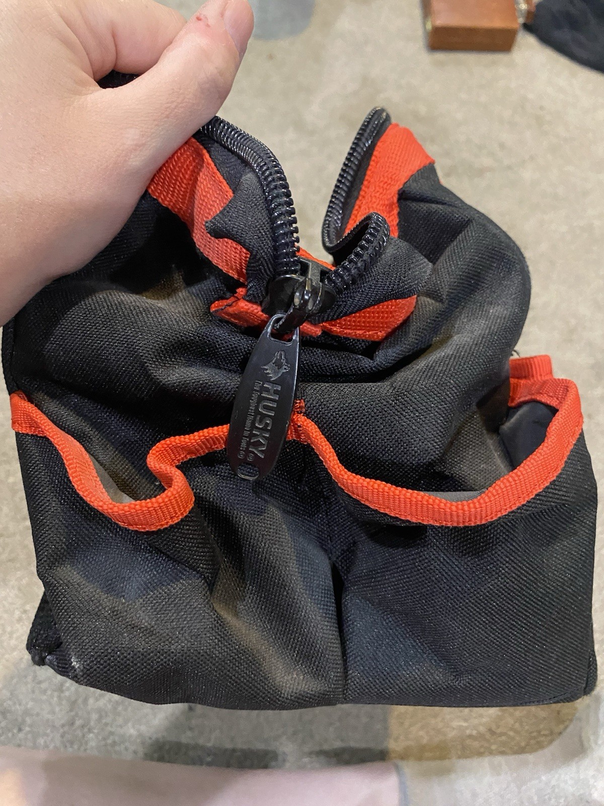 Husky Black/Red Fabric Tool Bag w/ Zipper Closure & Handle