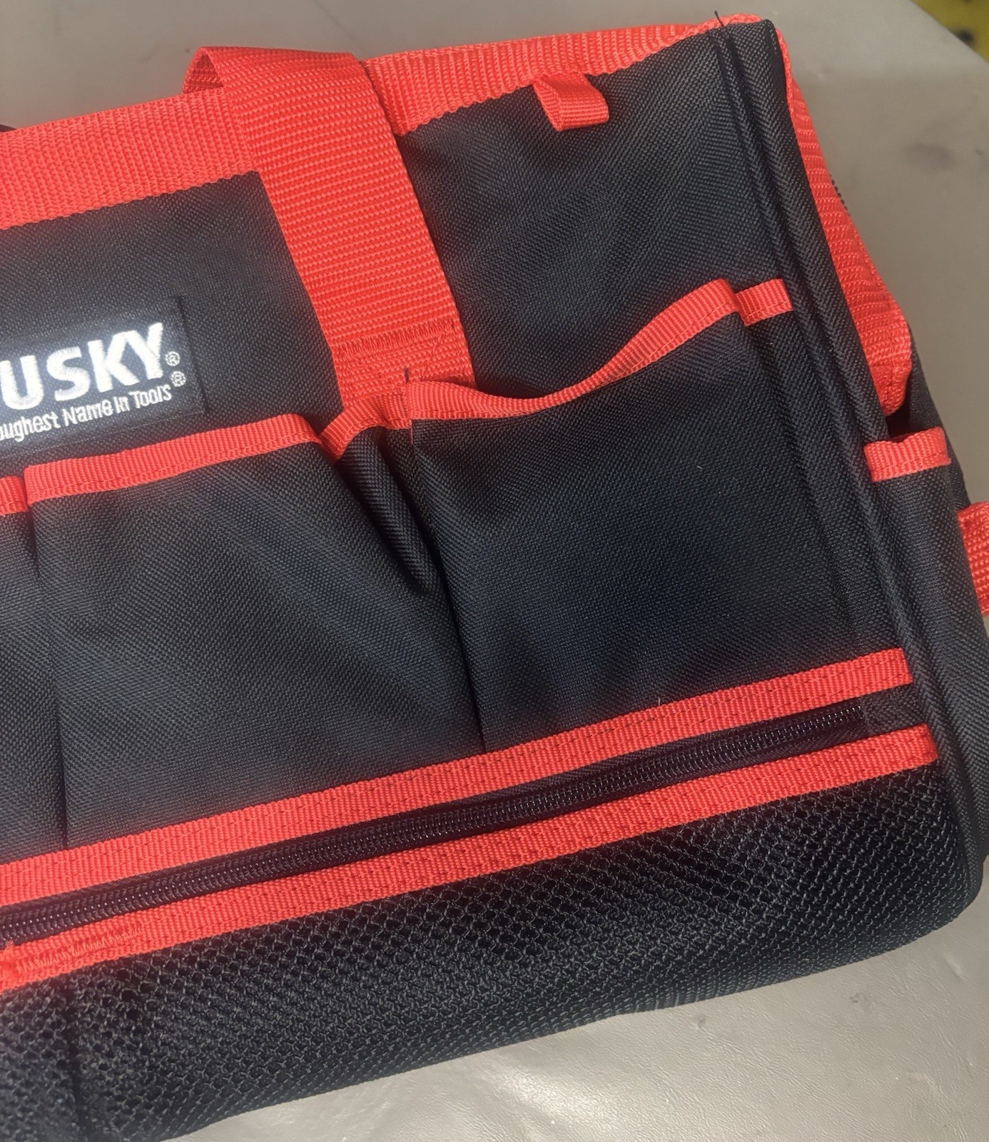 Husky 16 in. 17 pocket Large Mouth Tool Bag Black And Red – NWOT