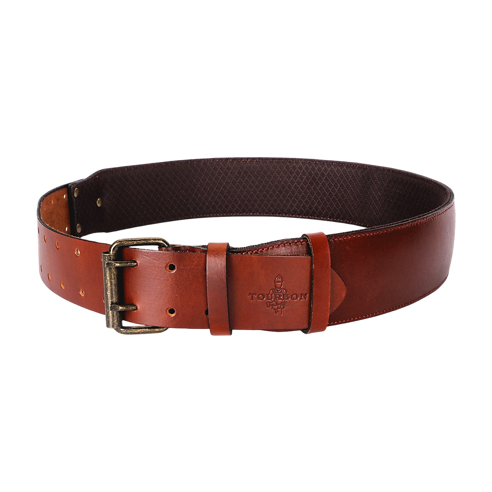 TOURBON Leather 2in Wide Men Tool Belt Rig Holster Belt Double Pin Roller Buckle