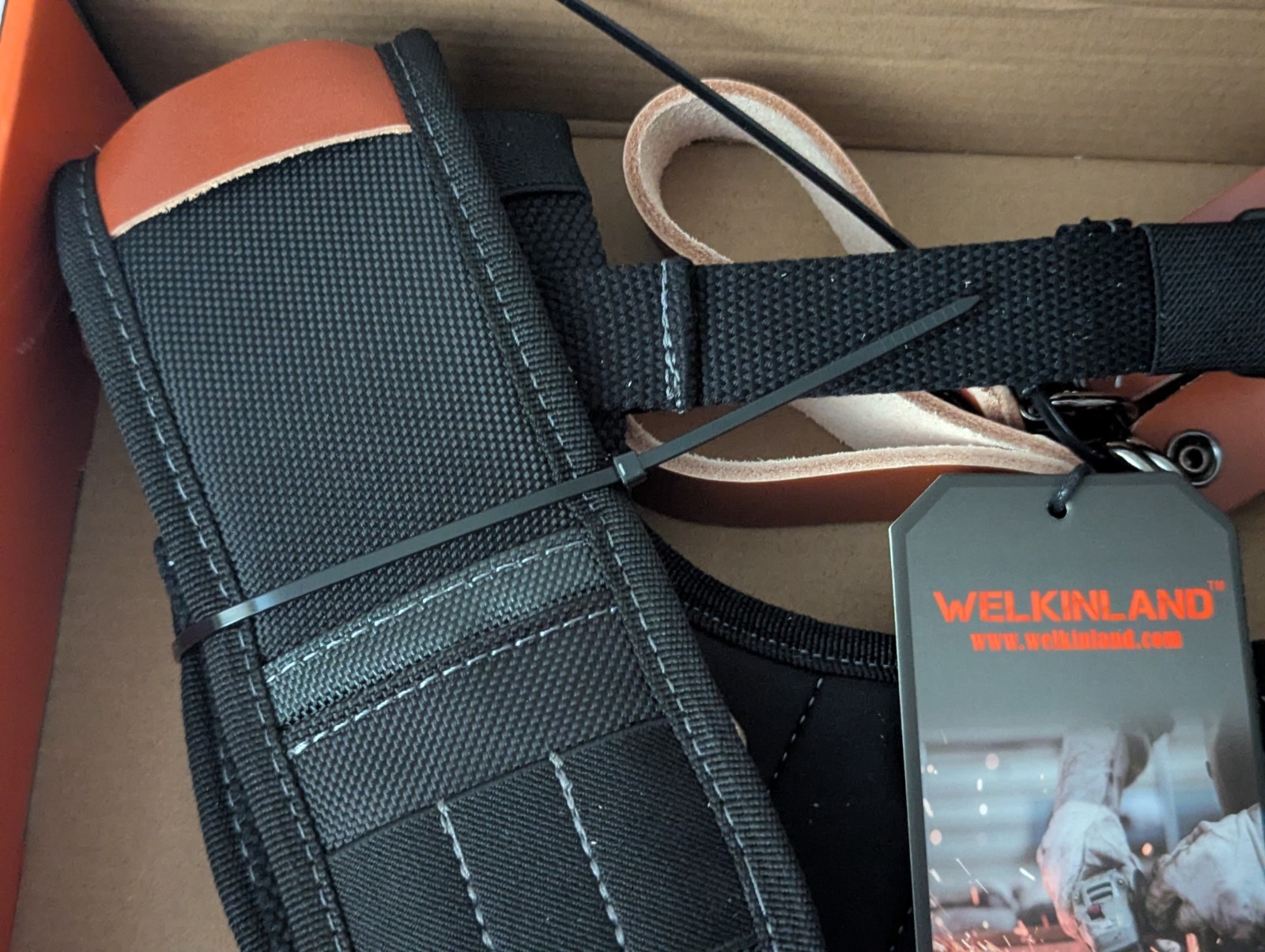 WELKINLAND Heavy-Duty Leather Tool Belt Suspenders, Carpenter Tool Belt
