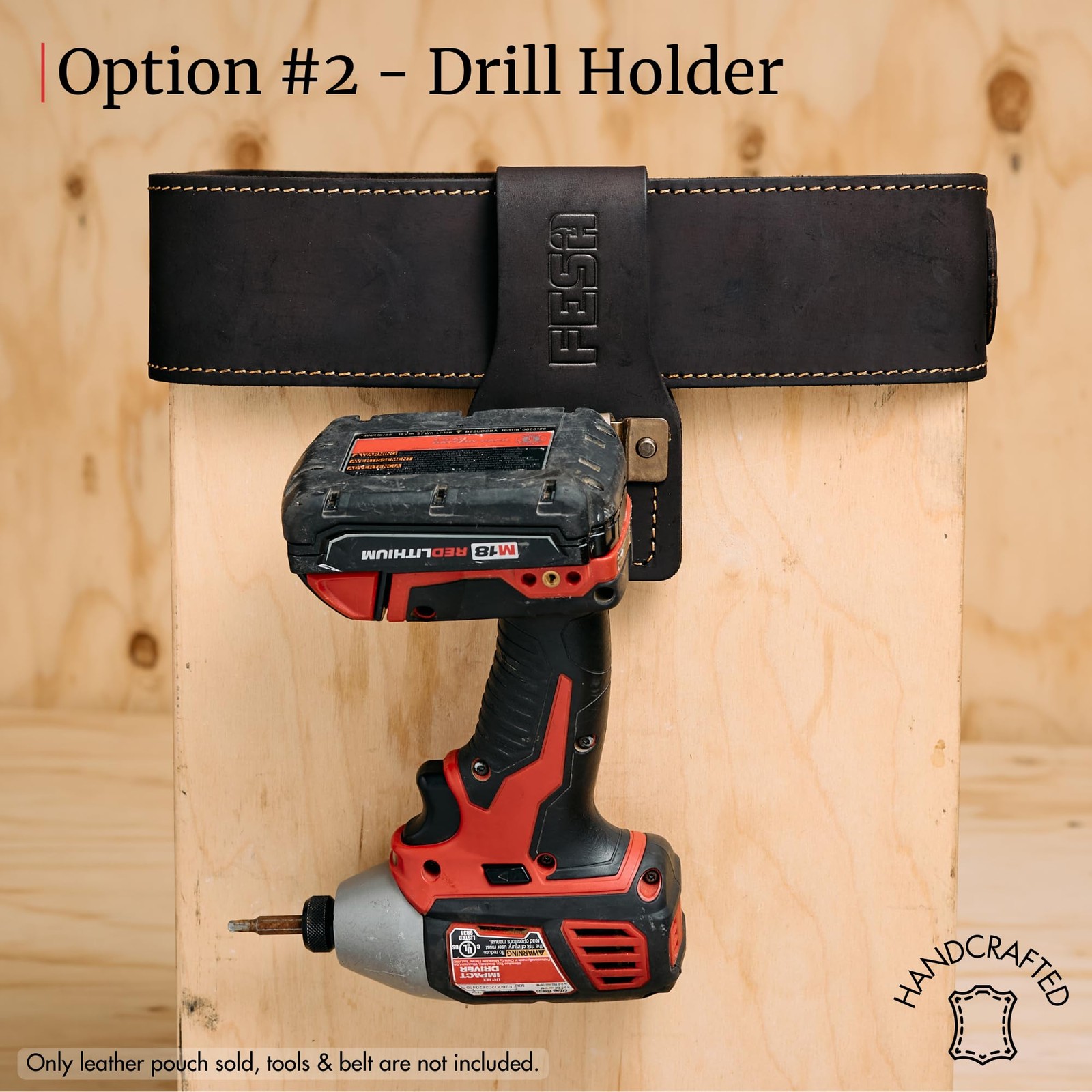 Leather Tape Measure Holder Grain Tool Belt Steel Clip Fits Belts up 3″ Brown