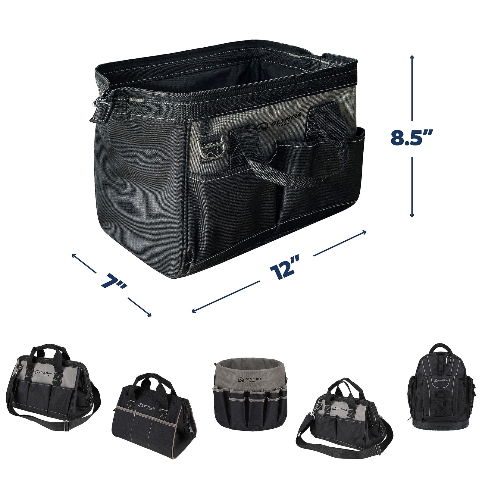 Bag 12 Inch, Heavy Duty Tools Bag with 4 Large Pockets, Adjustable Shouder St…
