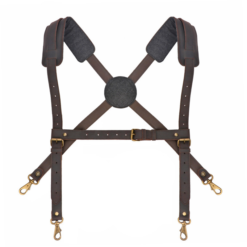 TOURBON Leather Tool Belt Harness Suspender Carpenter Contractor Tools Carry