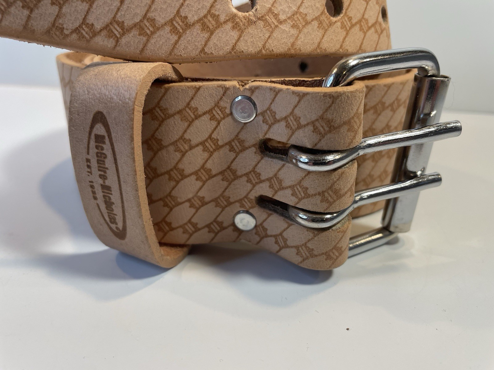 McGuire-Nicholas Tool Belt 2″ Leather Pro Work Belt in Saddle Raw Cow Hide 28-46