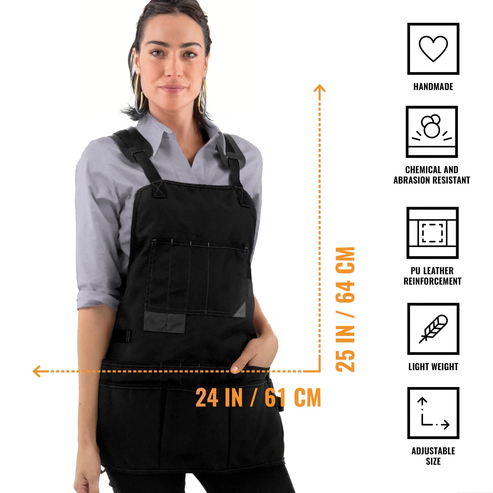 Tool Apron – Magnetic Holder, 18 Pockets, CrossBack – Woodworker, Electrician