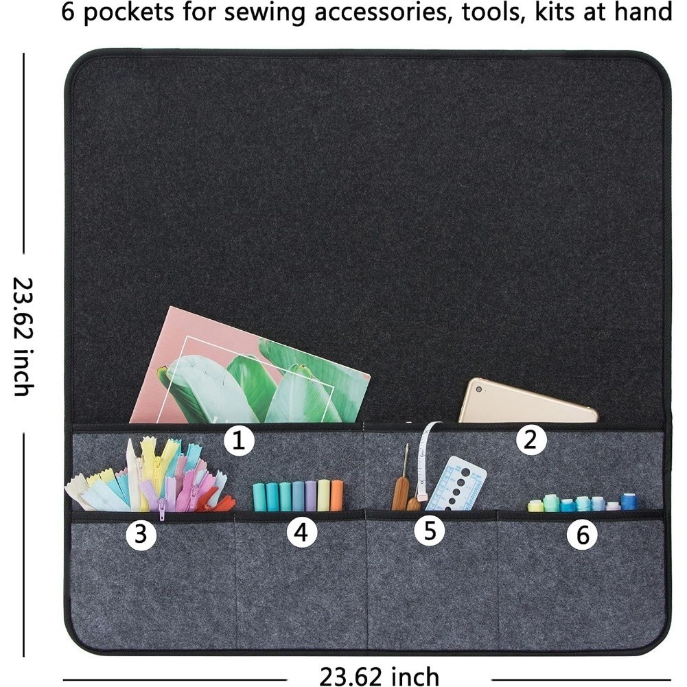 60x60cm Foldable Sewing Machine Pad Felt with Six Compartments for Table Use