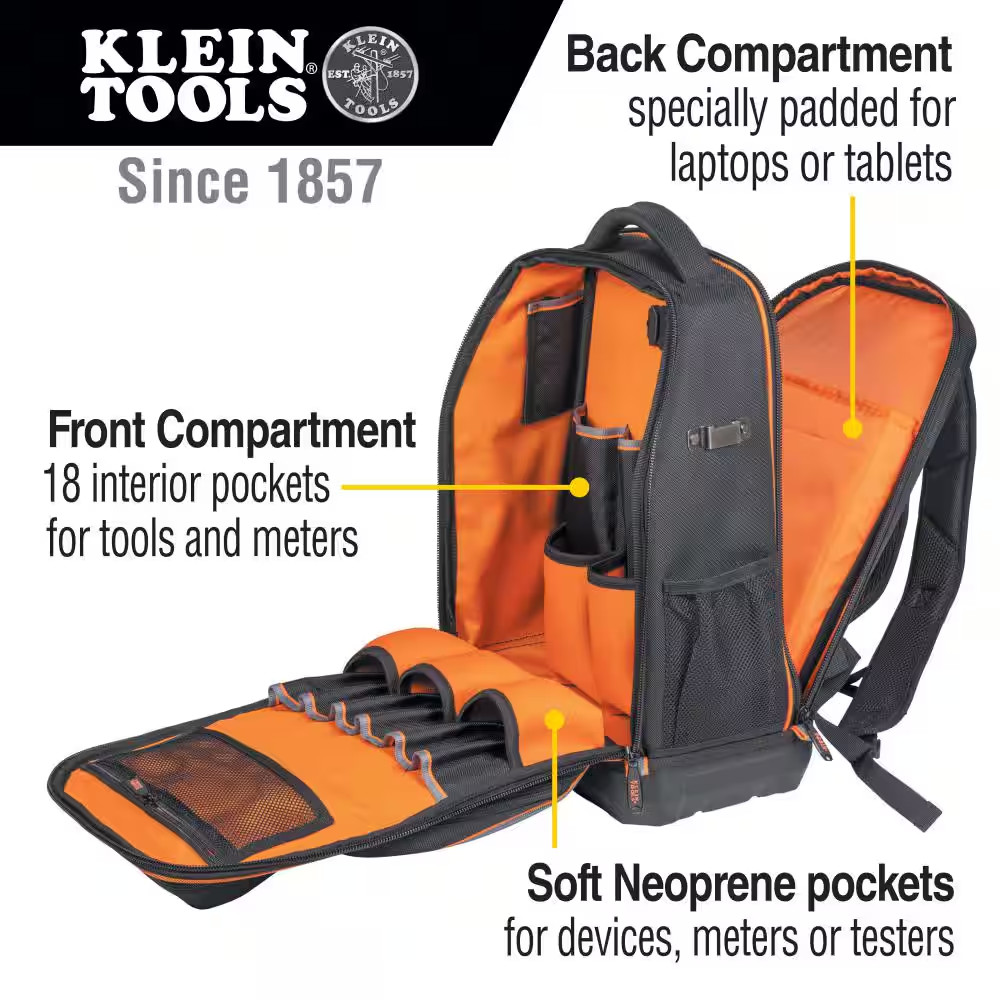 Tradesman Pro 20 in. XL Tech Tool Bag 28 Pockets Back Pack With Zipper Nylon