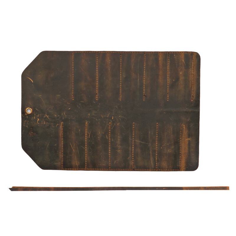 TOURBON Vintage Leather Roll Craft Tool Organizer Workshop Knife Carrier Bag