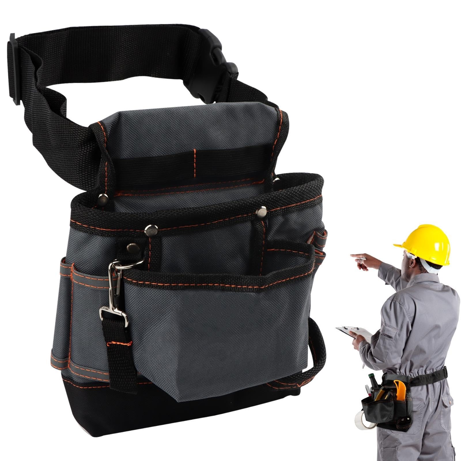 8 Pockets Tool Pouch Utility Organizer Waist Bag Belt Clip Hardware Apron