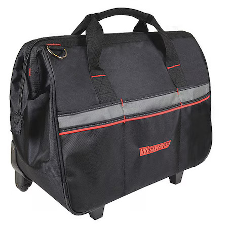 Westward 32Pj39 Tool Bag, Black, Polyester, 21 Pockets