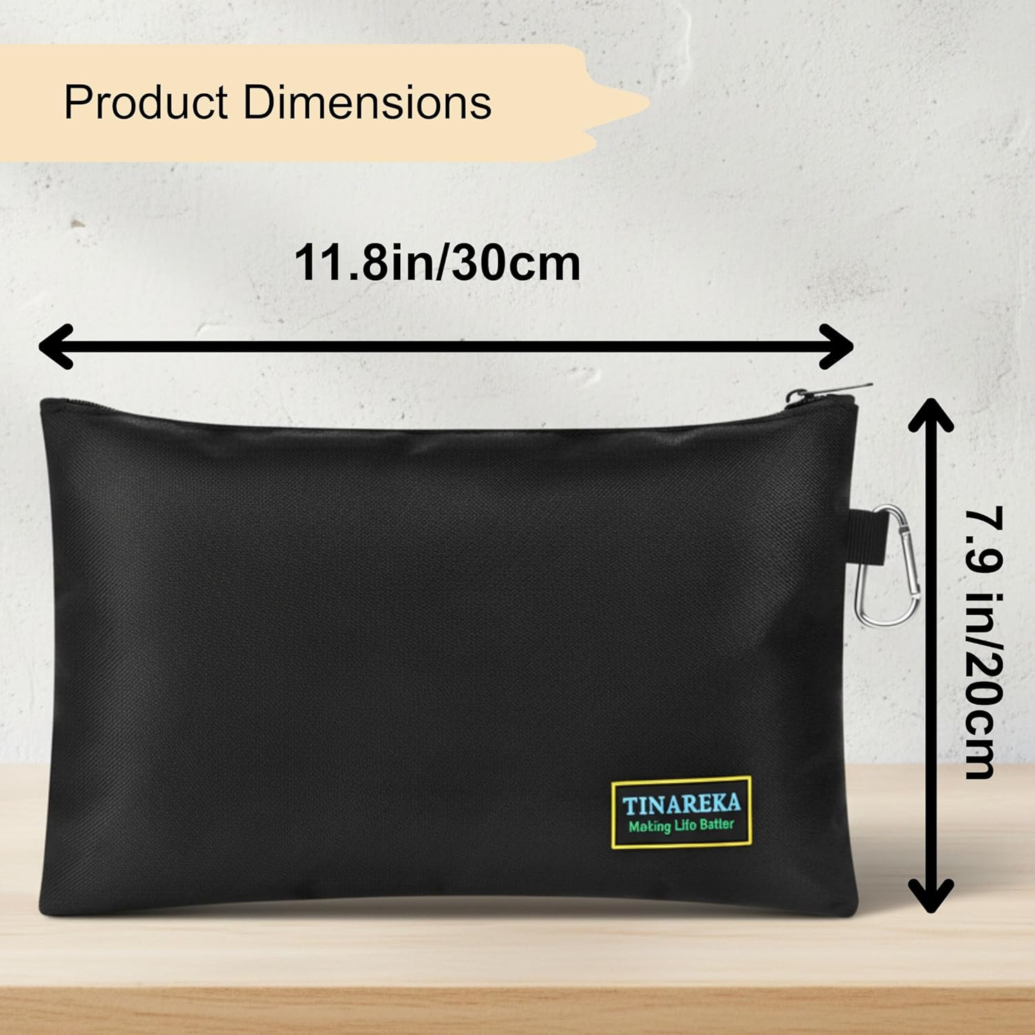 small Tool Pouch Bag with Zipper – 11.8 X 0.2 X 7.9 Inches, Black
