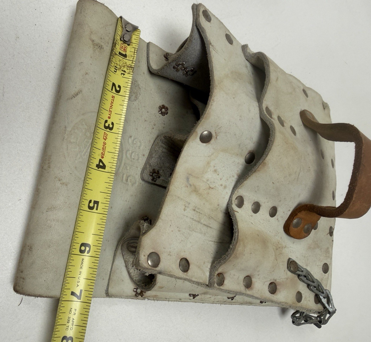 Klein Tools 5166 7-Pocket White Leather Tool Pouch Made In USA