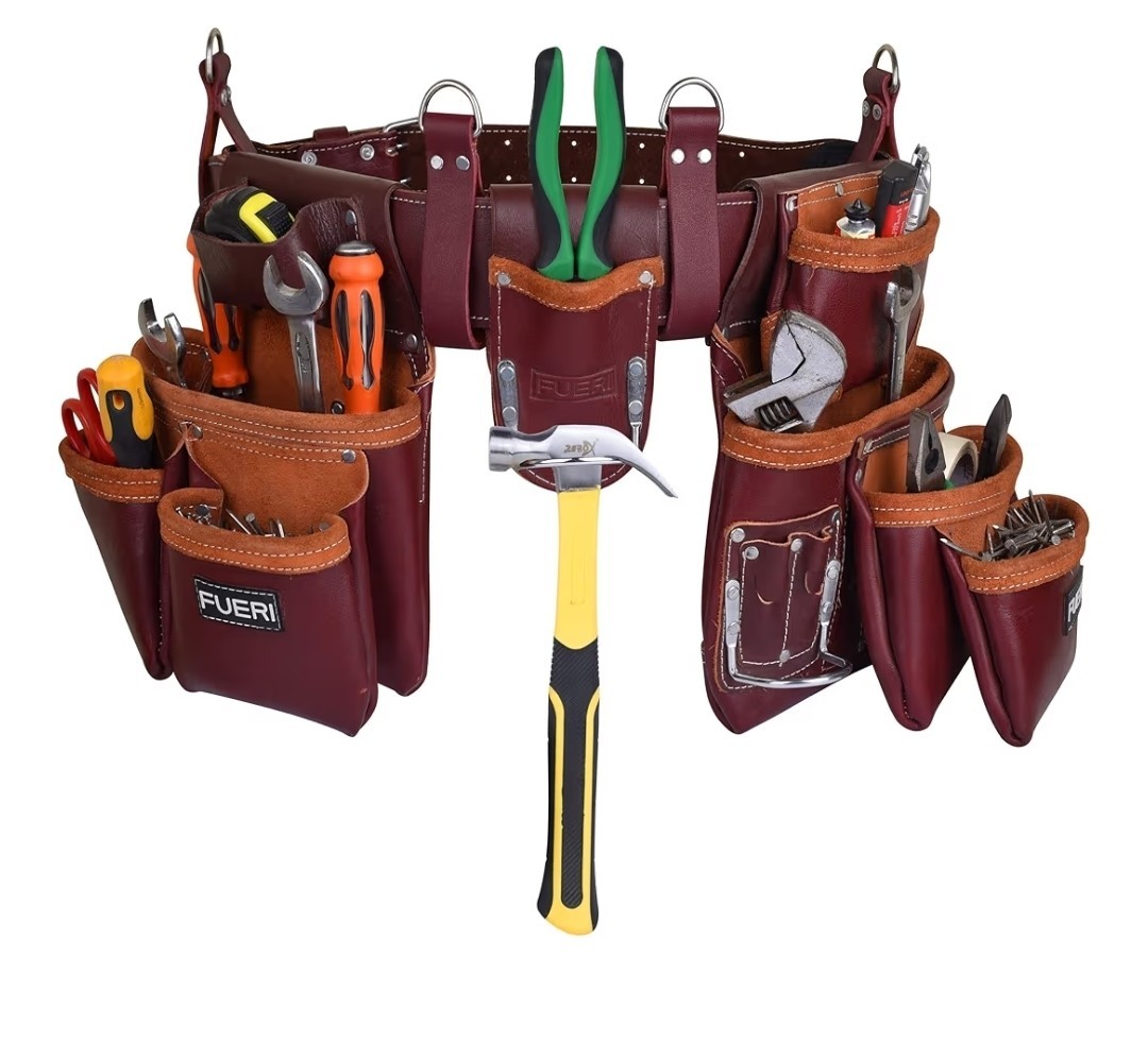 Heavy Duty 11 Pocket Carpenter Leather Tool Belt Set | Combo Multipurpose…