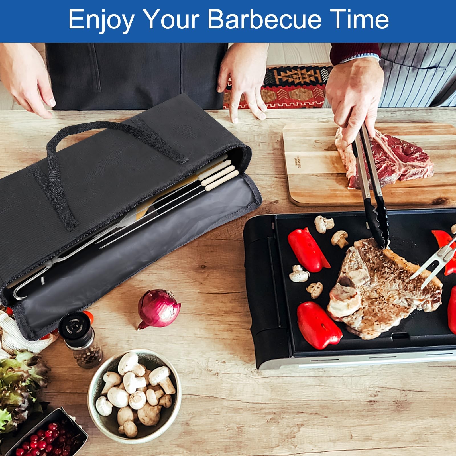 BBQ Tool Storage Bag, Heavy Duty BBQ Tools Bag, Waterproof -600D Oxford Cloth, O