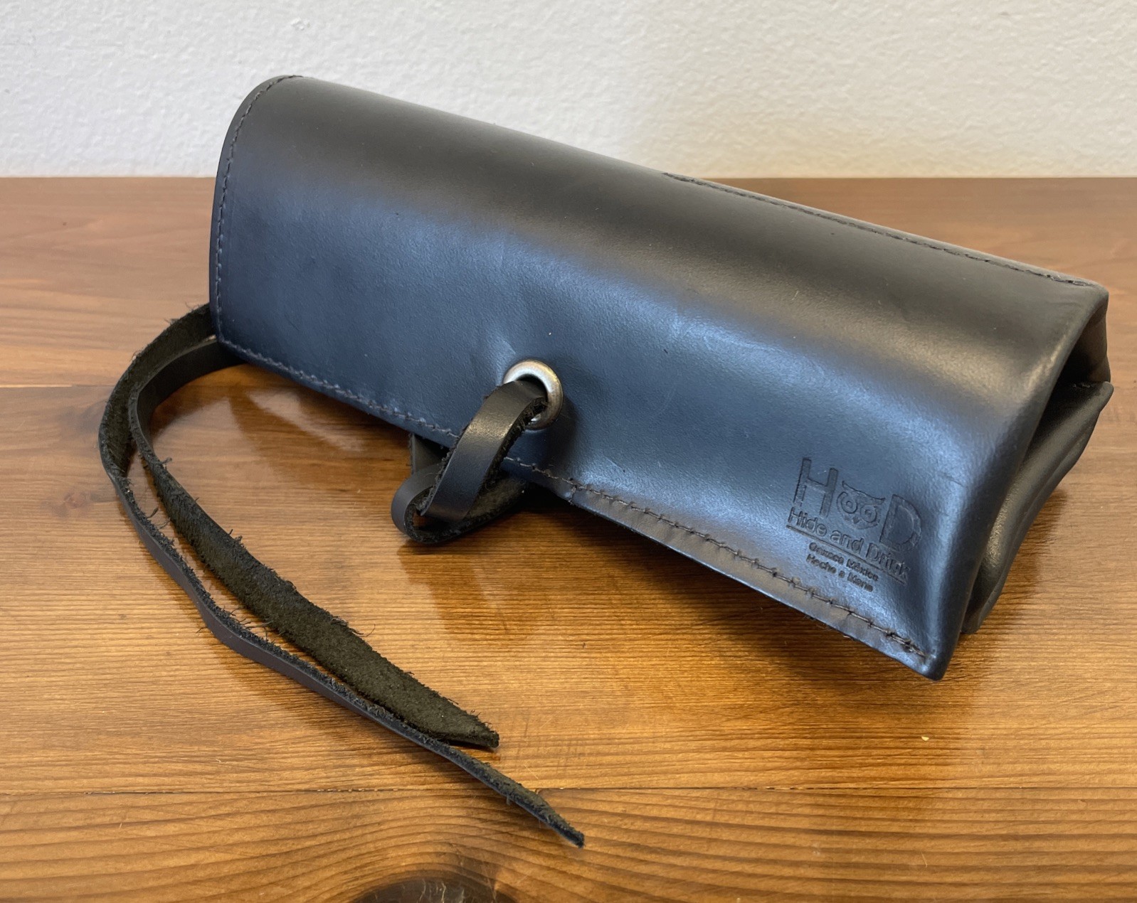 Hide Drink Thick Leather Small Tool Roll Up Bag Pencil Pouch Black 4 3” Pockets