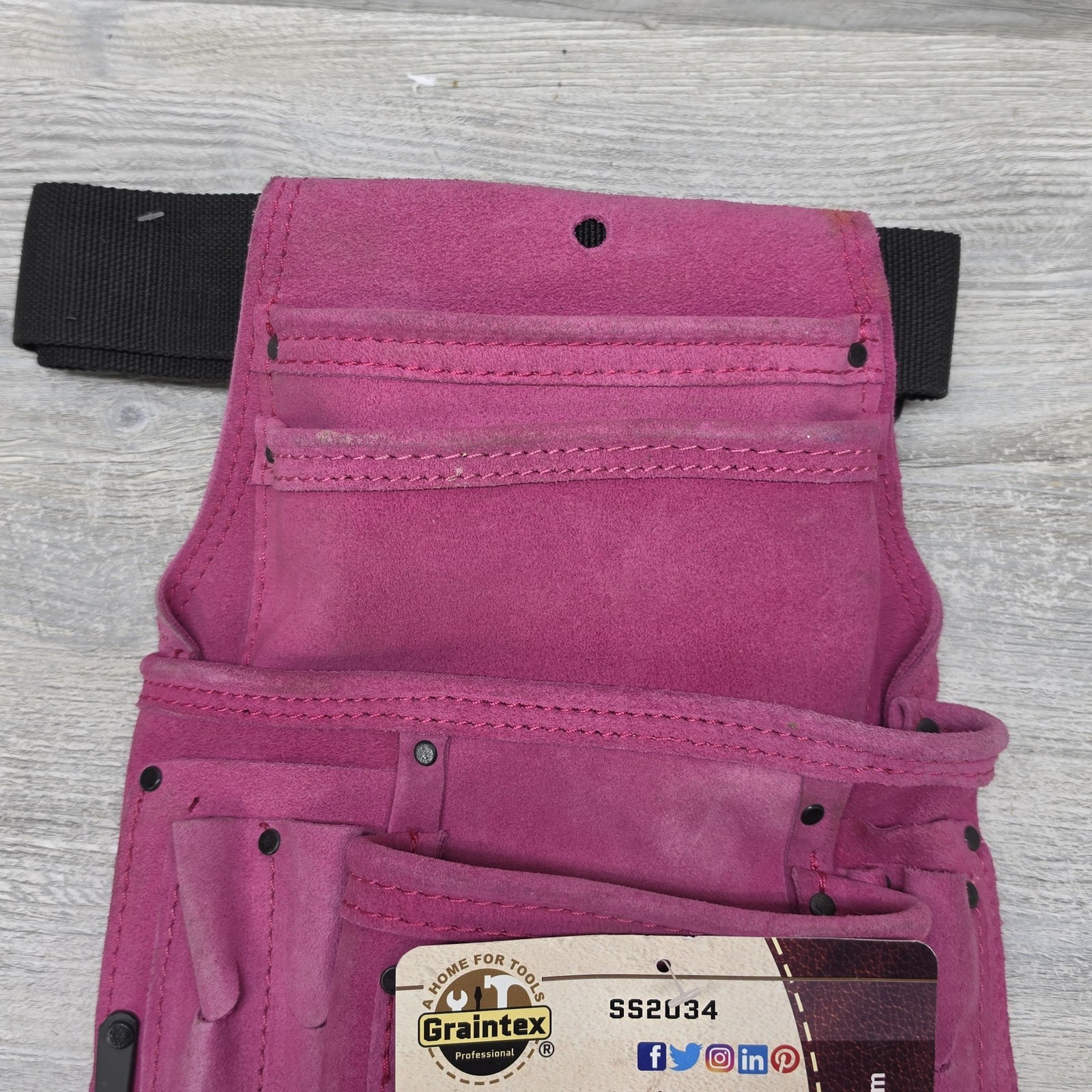 Graintex Pink Tool Belt Pouch SS2034 10 Pocket Adjustable Quick Release Buckle