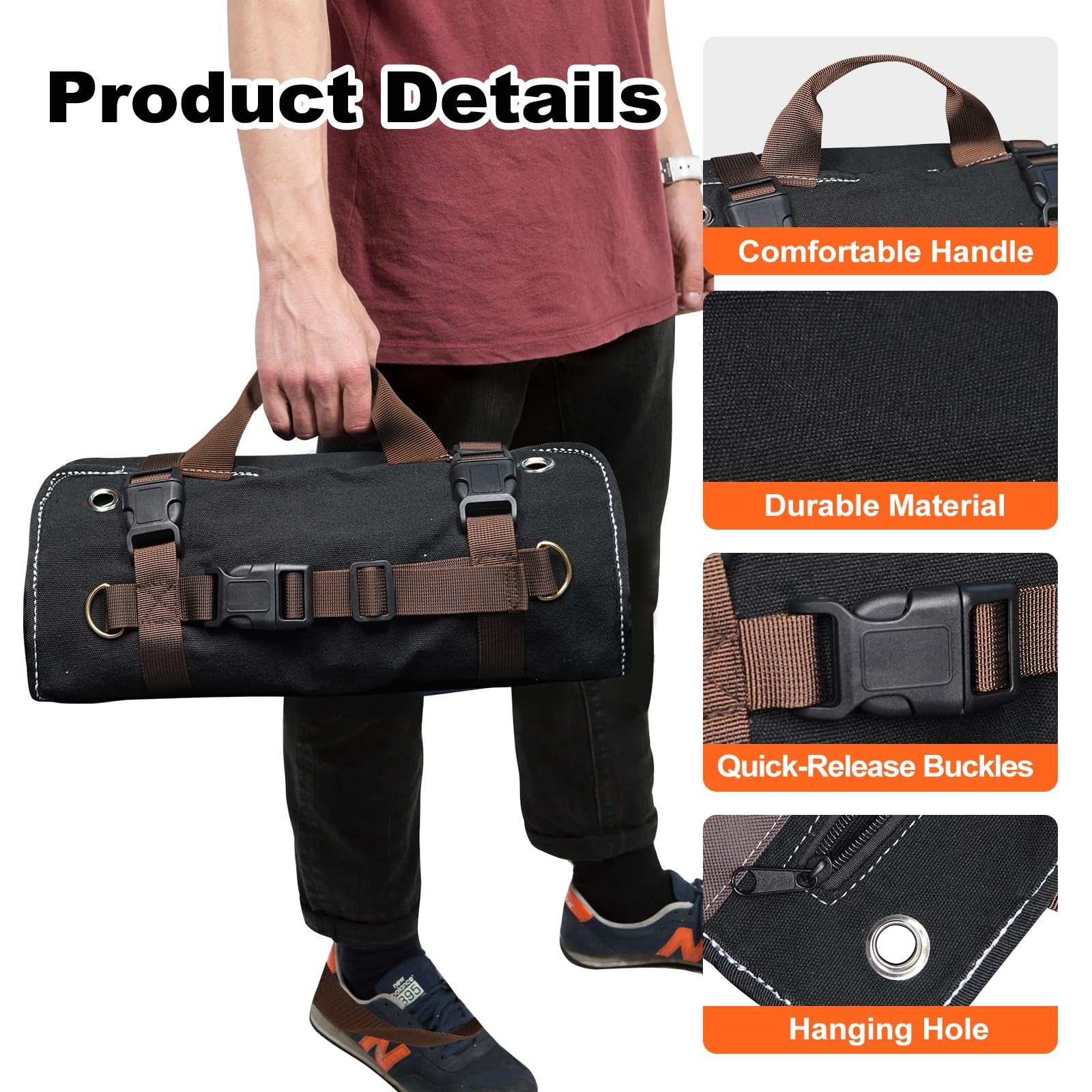 Roll Up Tool Bag Organizer for Men Heavy Duty Tool Wrap Roll Bag Organizers 1…