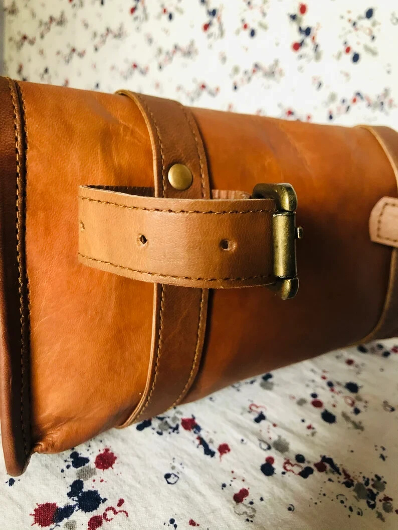 Bag Genuine Leather Vintage Motorcycle Strap Buckle Closure Tool Goat Brown Best