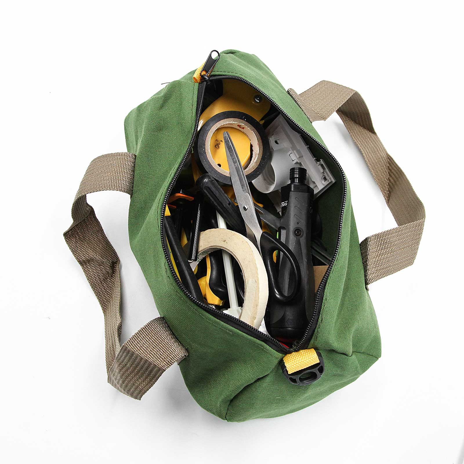 12in Heavy Duty Canvas Tool Bag with Zipper Muti-Purpose Portable Waterproof