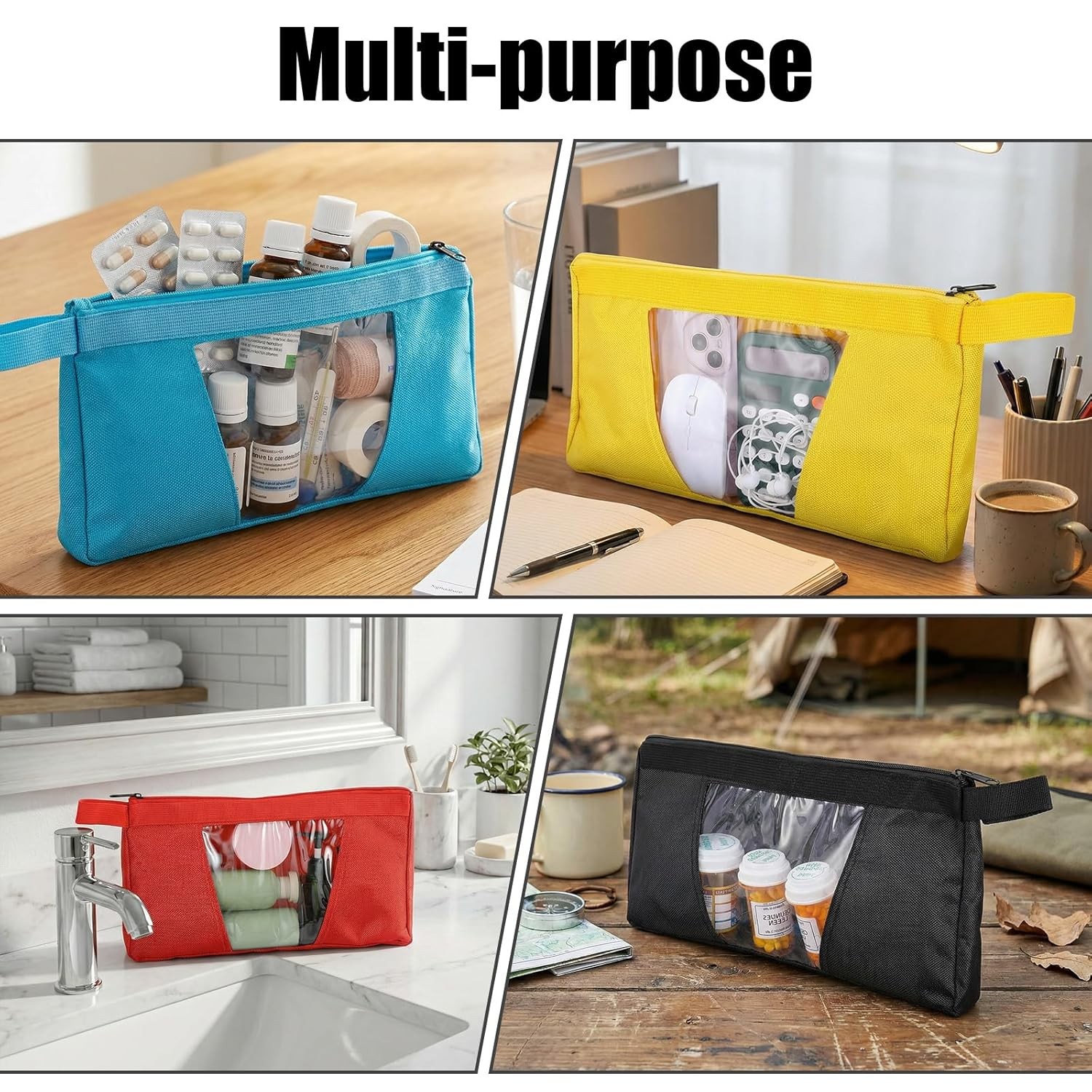 5 Pack 12inch Clear Tool Pouch Zippers Tool Pouch Clear Pouchs Canvas with Windo