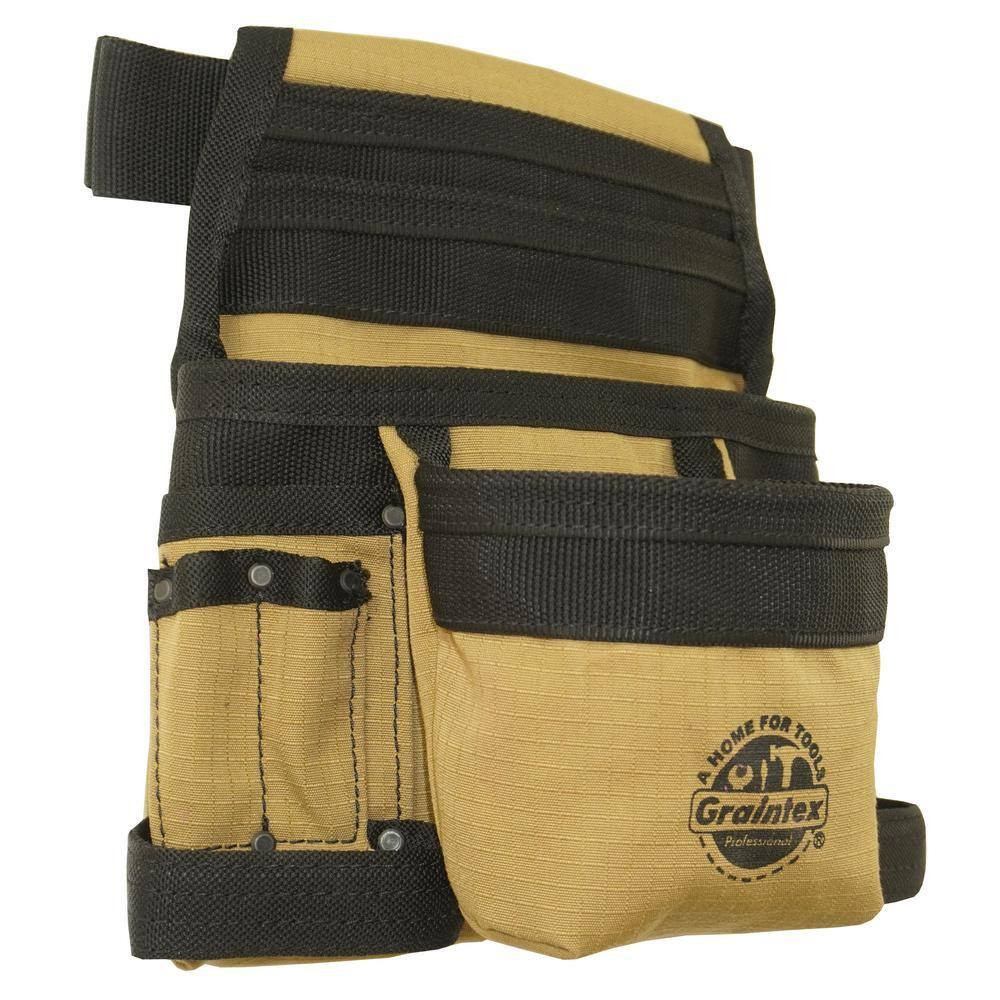 Khaki Canvas 10-Pocket Finisher Tool Pouch