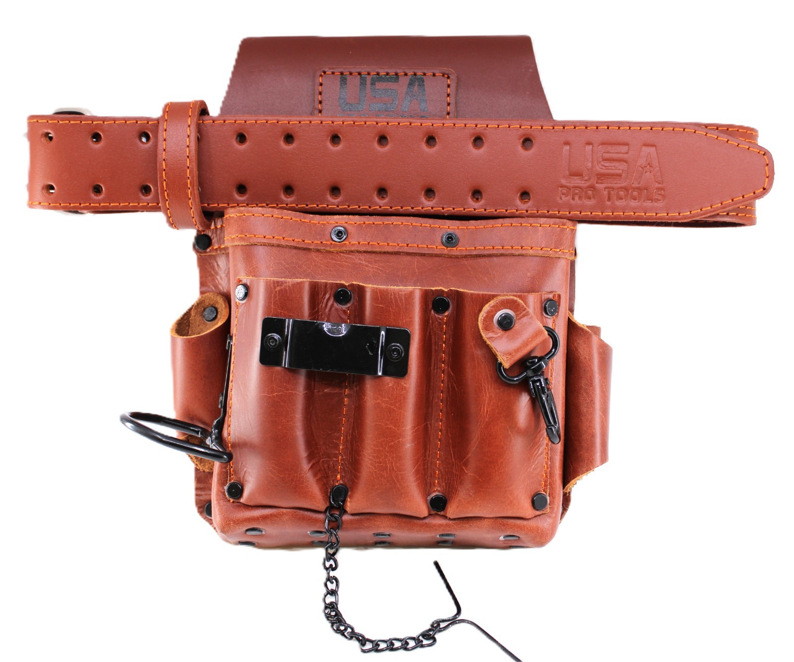 USA PRO TOOLS Top Grain Leather Electrician Tool Pouch & Belt