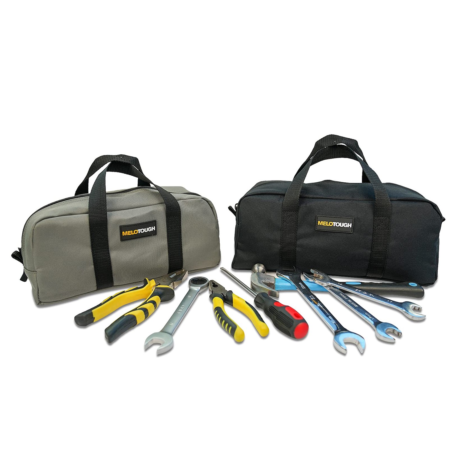 14 Inch Tool Tote Organizer Bag Set 2 Pack Electrician Plumbing HVAC Black Grey