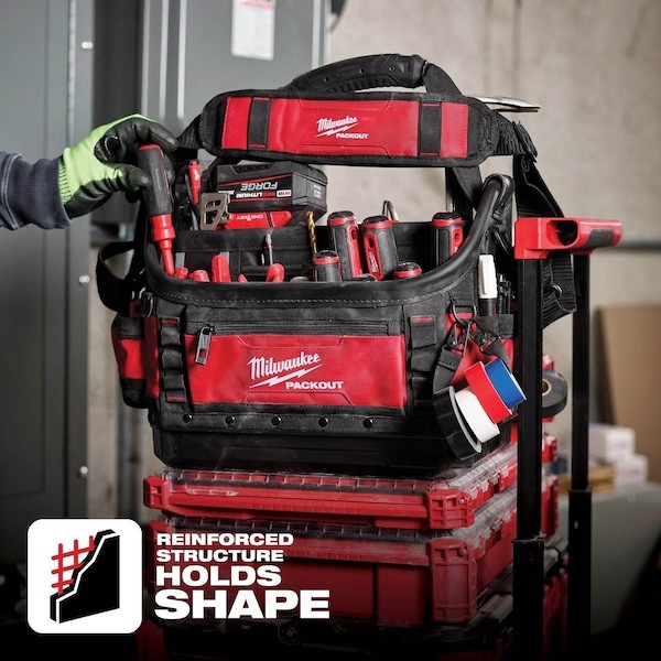 Milwaukee Tool 48-22-8317 Tool Tote, Red, Ballistic Polyester, 39 Pockets