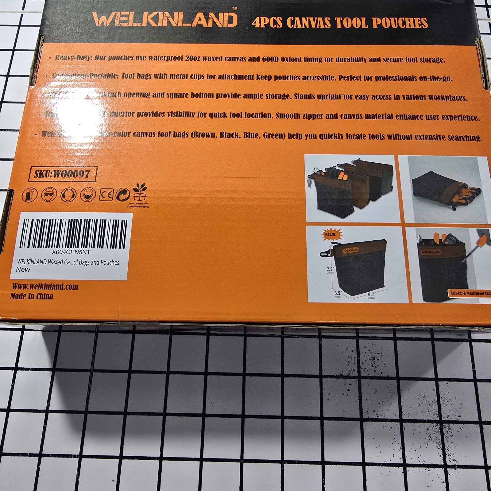 WELKINLAND 4 Piece Tool Pouch Set Heavy Duty Waterproof Tool Bag
