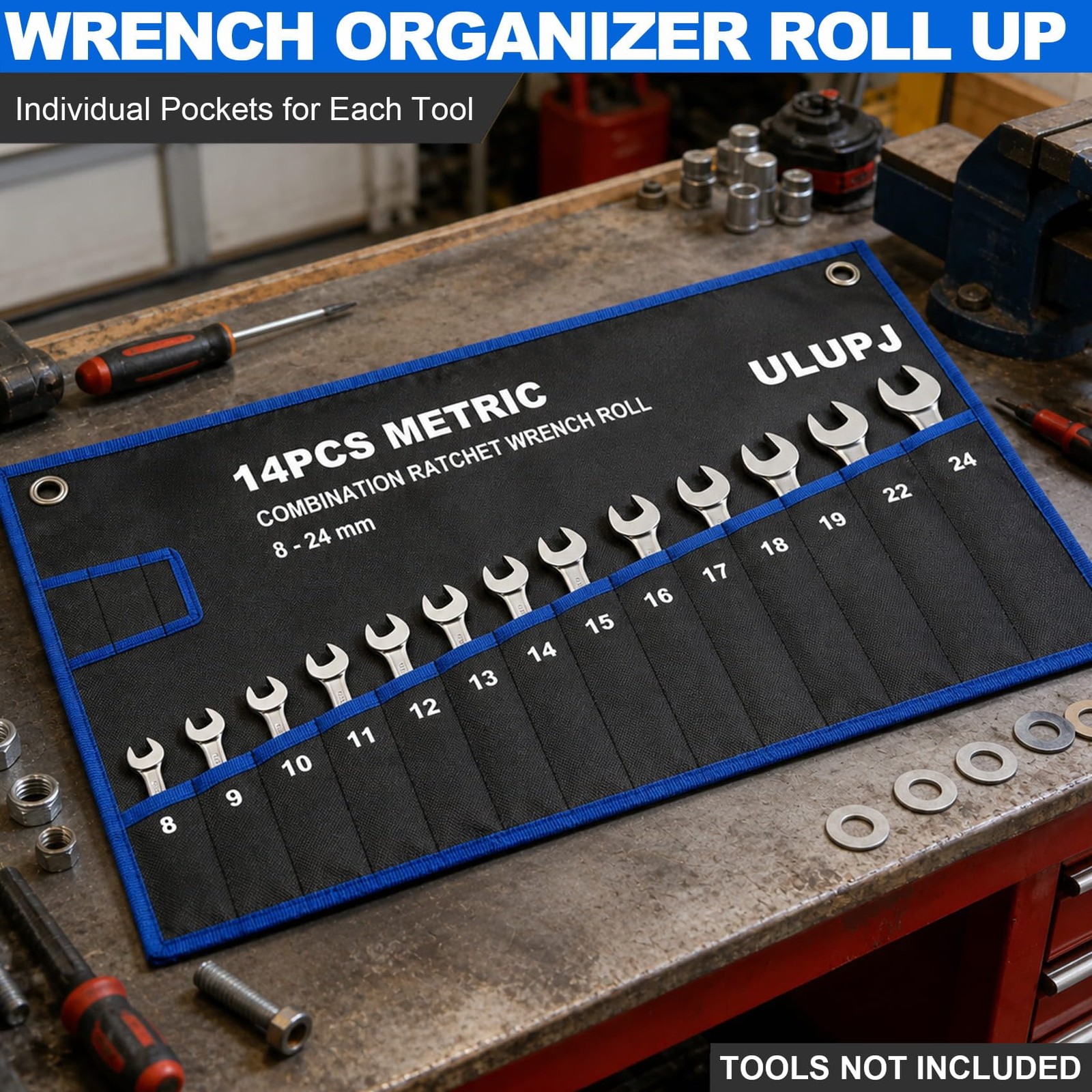 Wrench Roll, Wrench Roll Up Pouch, Wrench Organizer Roll, Canvas Heavy-Duty O…