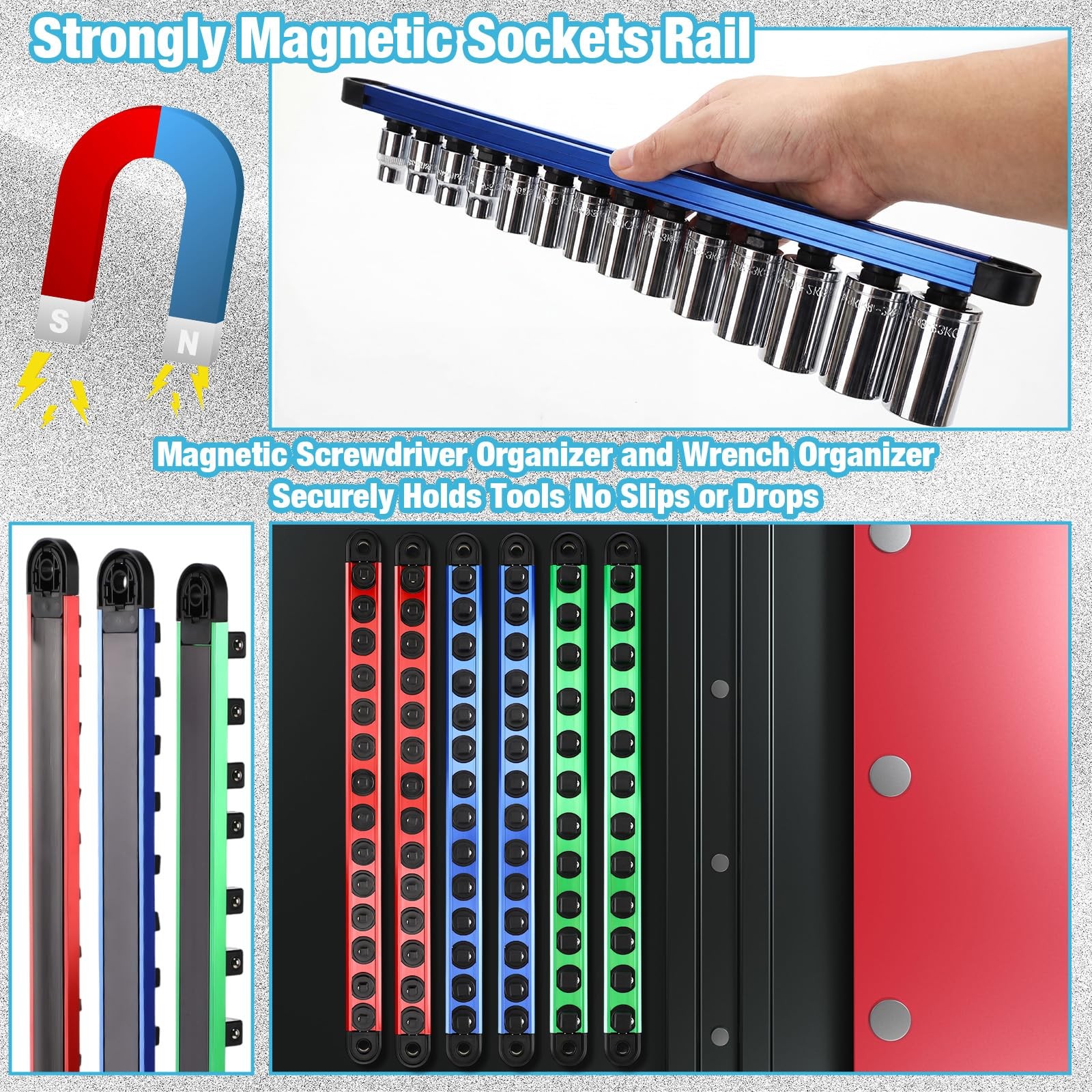 Ceenna 12 Piece Magnetic Socket Organizer Set, Father Gift for Men, Socket Ho…
