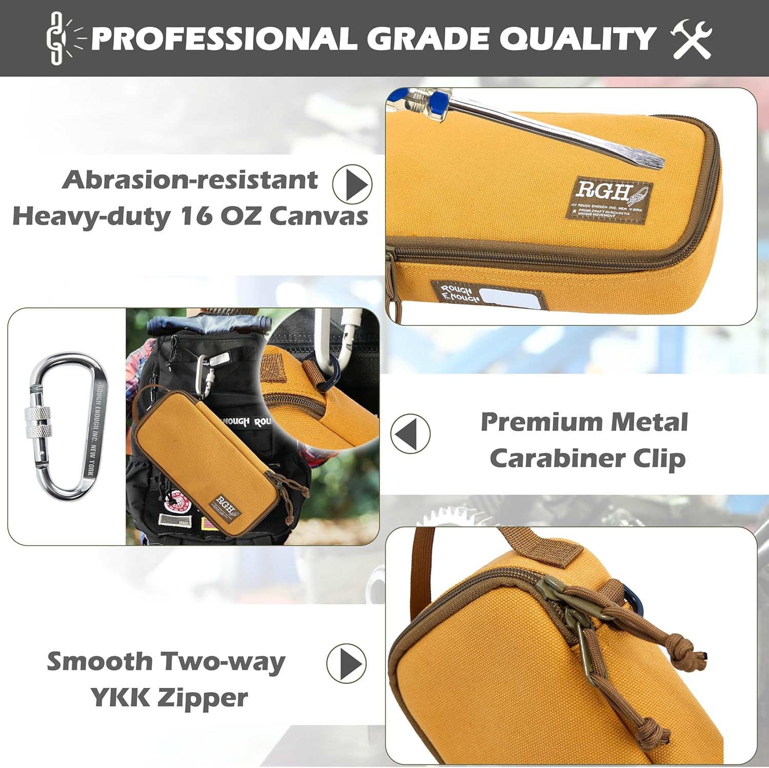 Rough Enough Small Tool Bag Canvas Portable Zipper Case