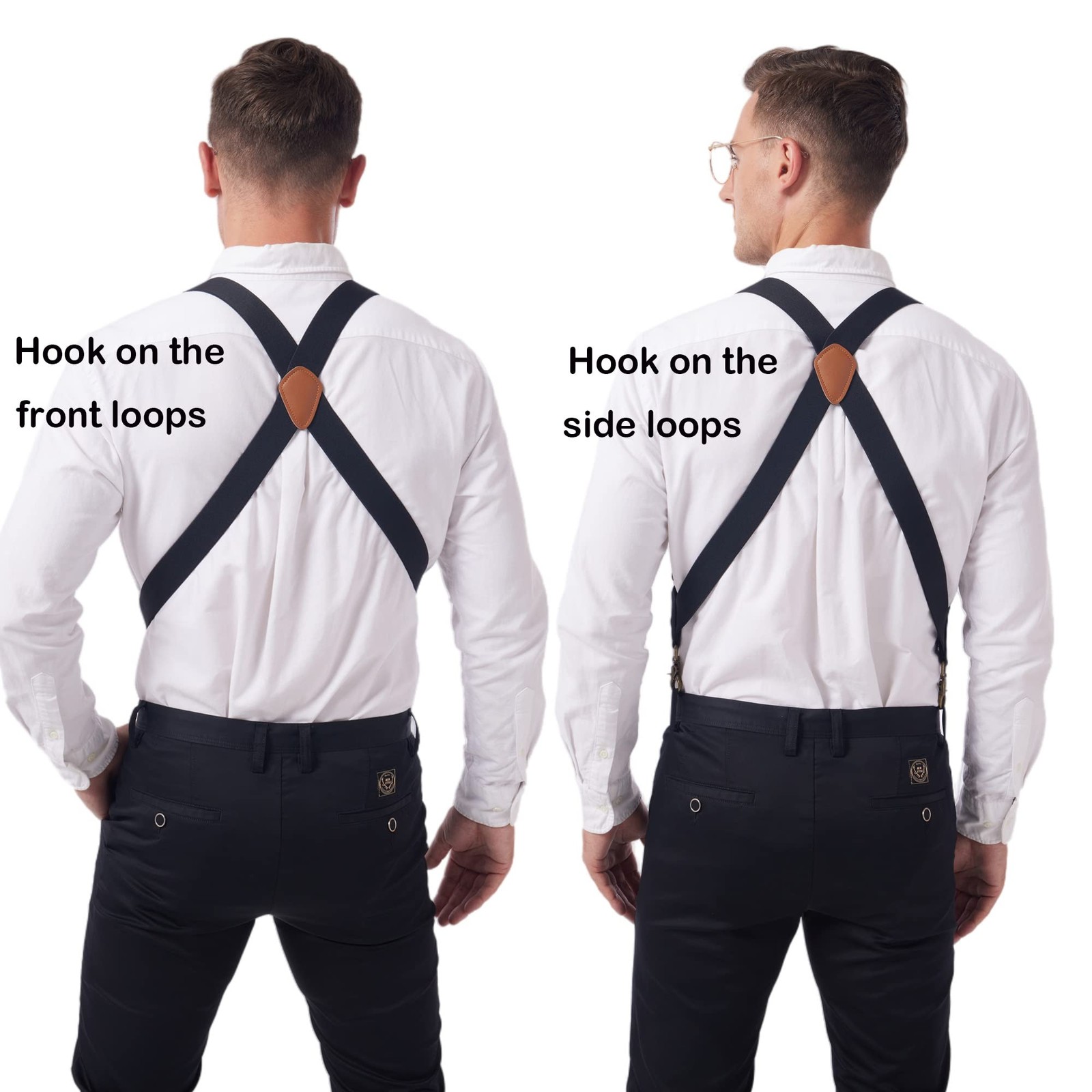 LazarsSpace Suspenders for Men Heavy Duty Large, 2 Hooks 1.5 Inches, Black