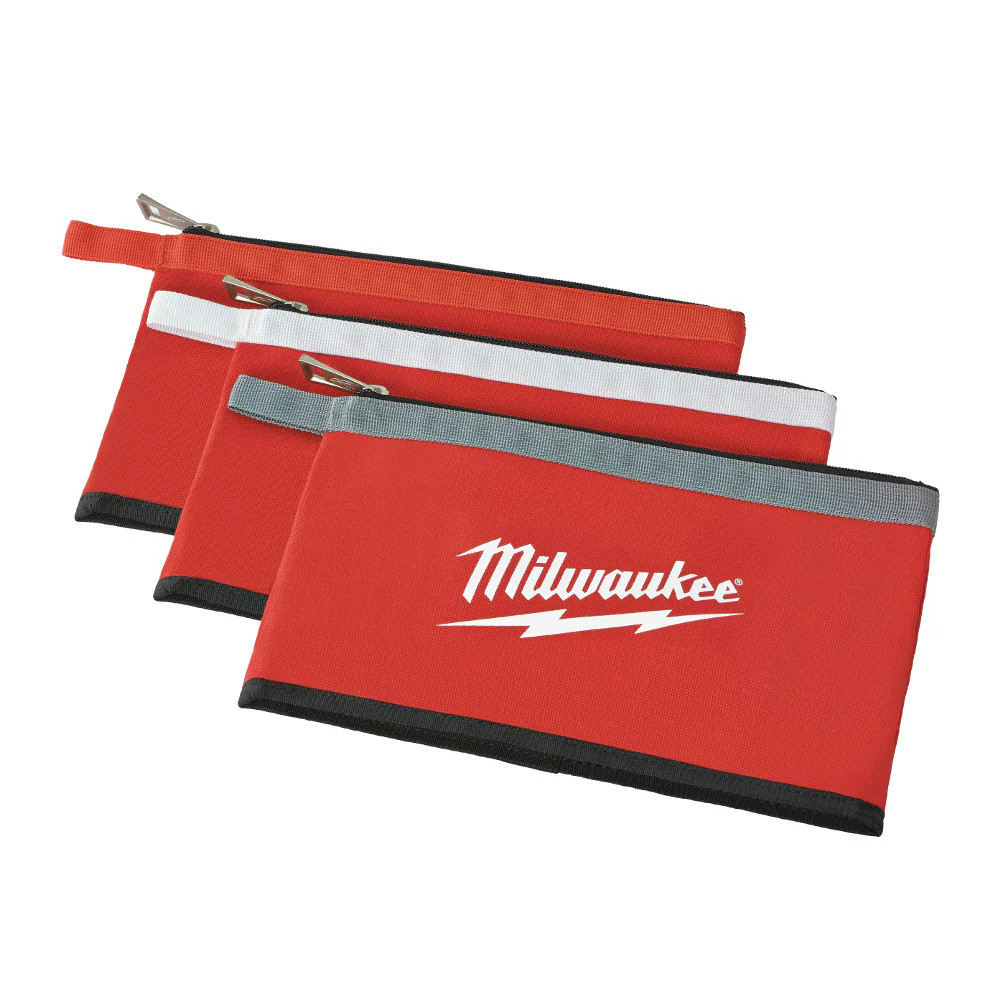 Milwaukee 48-22-8193 Water Resistant Stand-Up Base Zipper Pouches – 3pc