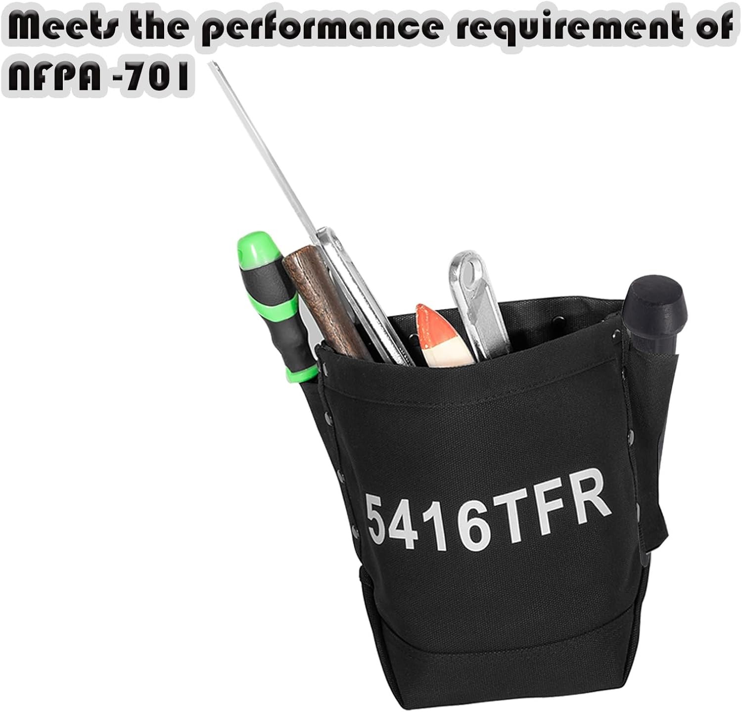 5416TFR Tool Bag Flame Retardant Tool Kit 5x10x9 Inch Bolt Bag for Iron Workers