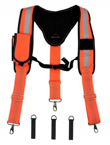 Heavy Duty Tool Belt Suspenders 3-Point Padded Men’s Construction Work Mechanic