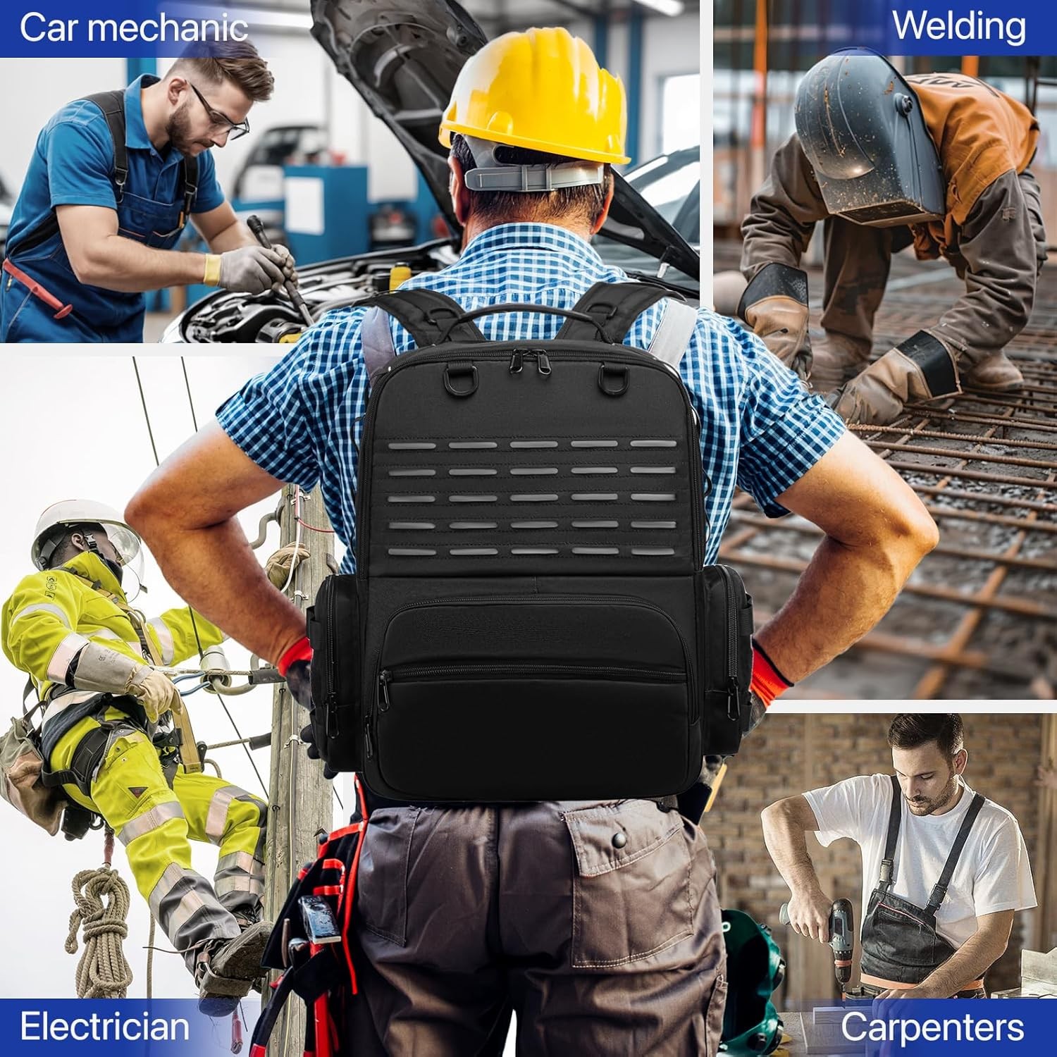 Tool Backpack,Heavy Duty Tool Bags for Men,Tool Storage Organizer Bag