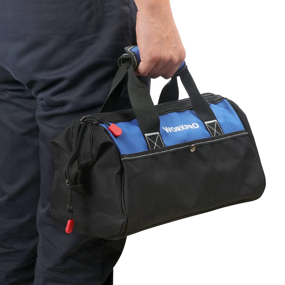 13″ Tool Bag Wide Mouth Tool Tote Bags Heavy Duty Storage Bag Case Blue/Pink USA