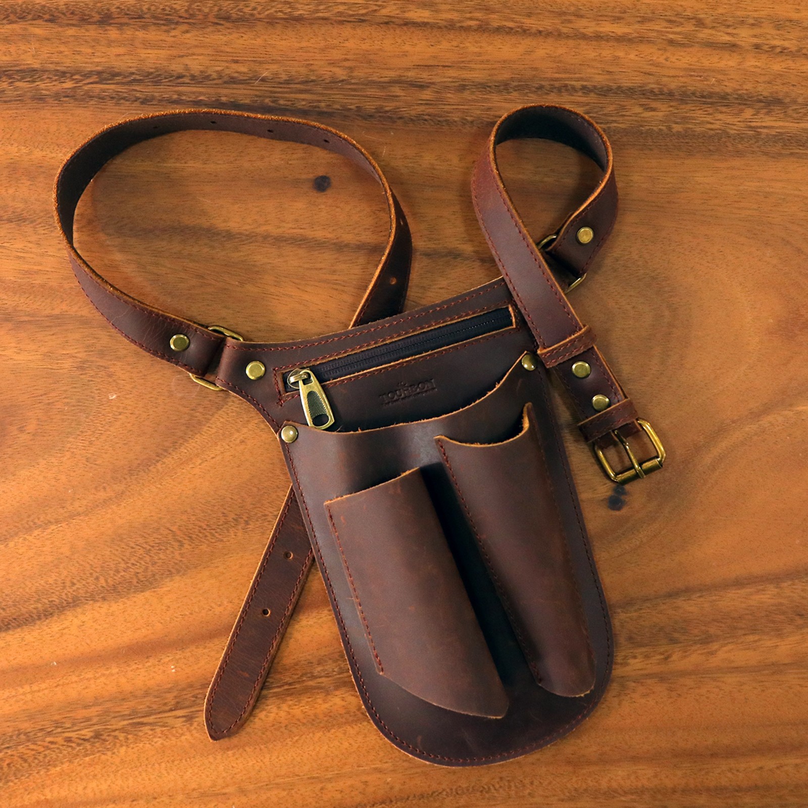 TOURBON Leather Garden Tool Florist Organizer Belt Bag Storage Phone EDC Case