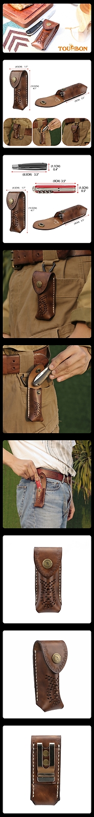 Tourbon Handmake Leather Folding Knife Pliers Sheath Tool Carry Belt Pouch Cover